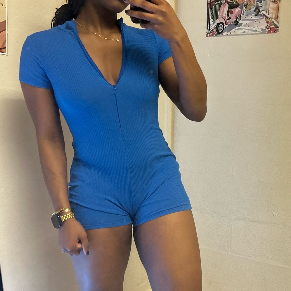 Blue V-Neck romper